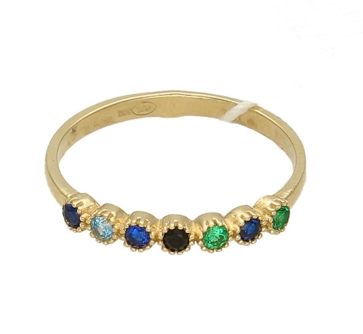 Złoty pierścionek 333 z kolorowymi cyrkoniami PI 5669A.. Złoty pierścionek z cyrkoniami. Pierścionek z kolorowymi cyrkoniami. Pierścionek złoty damski. Złoty pierścionek.jpg